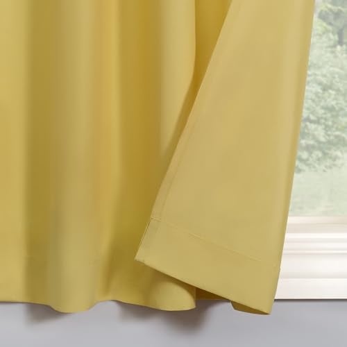 No. 918 Martine Microfiber Semi-Sheer Rod Pocket Kitchen Curtain Valance and Tiers Set, 54 in x 36 in (3 Piece) Kitchen Set, Yellow - Image 3