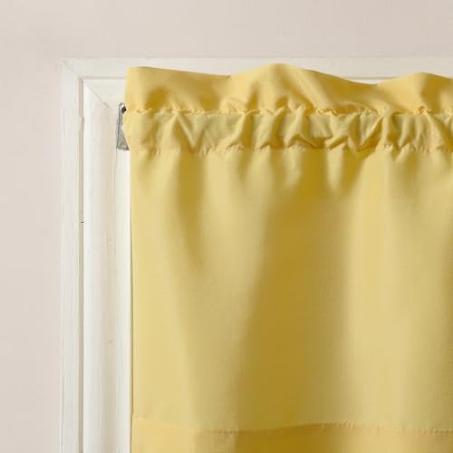 No. 918 Martine Microfiber Semi-Sheer Rod Pocket Kitchen Curtain Valance and Tiers Set, 54 in x 36 in (3 Piece) Kitchen Set, Yellow - Image 2