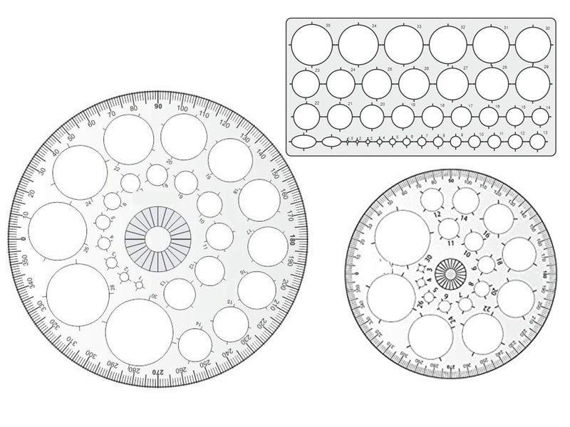 KHYATI Pro Circle Big (25 Circles), Pro Circle Small (18 Circles), Circle Master Template (35 Circles) Drafting Scale Ruler Useful to Architect, Engineering or Other Students (Set of 3) - Image 1