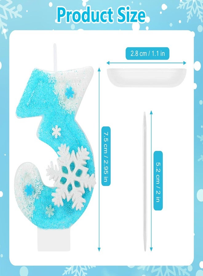 IDIJOLI Frozen Birthday Candle Snowflake Number 3 Candle Cake Topper Cupcake Decor Frozen 3rd Birthday Party Decorations Anniversary Celebrations Supplies Favors - Image 3
