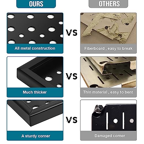 Daanxw 4 Pack Heavy Duty Steel Pegboard Garage Organization Panels,Universal 1/8 and 1/4 Pegboard Accessories,Suitable for Tool Storage,Garage Storage etc. (Black, 16X10.5) - Image 4