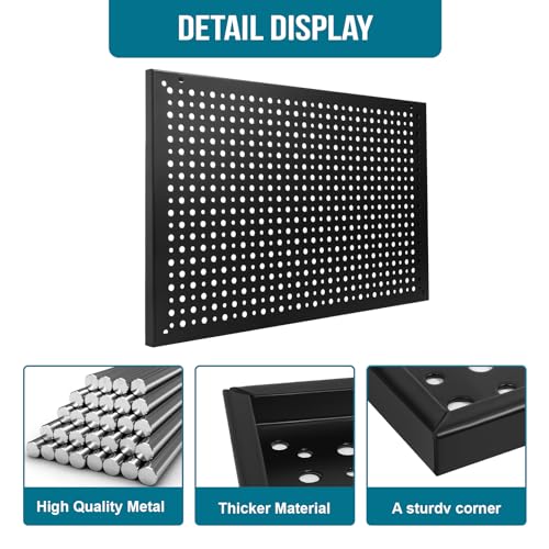 Daanxw 4 Pack Heavy Duty Steel Pegboard Garage Organization Panels,Universal 1/8 and 1/4 Pegboard Accessories,Suitable for Tool Storage,Garage Storage etc. (Black, 16X10.5) - Image 5