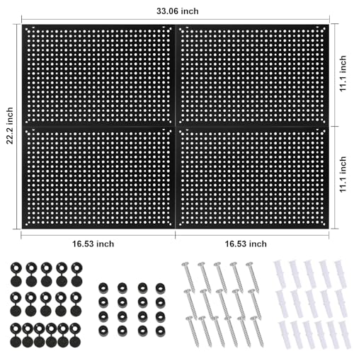 Daanxw 4 Pack Heavy Duty Steel Pegboard Garage Organization Panels,Universal 1/8 and 1/4 Pegboard Accessories,Suitable for Tool Storage,Garage Storage etc. (Black, 16X10.5) - Image 2