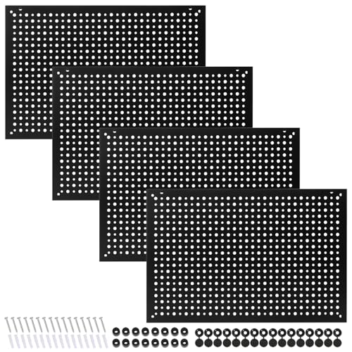 Daanxw 4 Pack Heavy Duty Steel Pegboard Garage Organization Panels,Universal 1/8 and 1/4 Pegboard Accessories,Suitable for Tool Storage,Garage Storage etc. (Black, 16X10.5) - Image 1