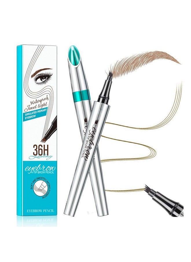GL-Turelifes - Eyebrow Pencil With 4 Tip Micro Head Liquid Eyebrow Microblading Pen Eyebrow Pen Micro 4 Point Brow Pen Longlasting Waterproof & Smudgeproof Natural Eyebrow Makeup (1 Light Brown) - Image 1