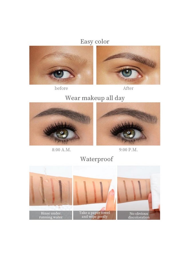 GL-Turelifes - Eyebrow Pencil With 4 Tip Micro Head Liquid Eyebrow Microblading Pen Eyebrow Pen Micro 4 Point Brow Pen Longlasting Waterproof & Smudgeproof Natural Eyebrow Makeup (1 Light Brown) - Image 1
