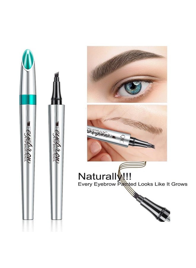 GL-Turelifes - Eyebrow Pencil With 4 Tip Micro Head Liquid Eyebrow Microblading Pen Eyebrow Pen Micro 4 Point Brow Pen Longlasting Waterproof & Smudgeproof Natural Eyebrow Makeup (1 Light Brown) - Image 1