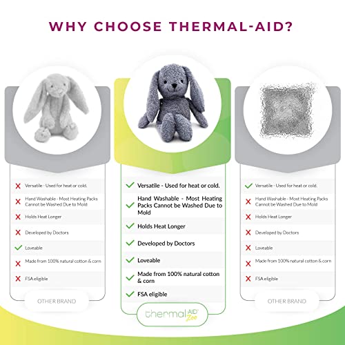 Thermal-Aid® (Baxter The Bunny) – Washable Heating Pad & Ice Pack for Kids – Microwave & Freezer Safe, Plush Hot/Cold Pack with Natural Corn Filling – Reusable Comfort - Image 3