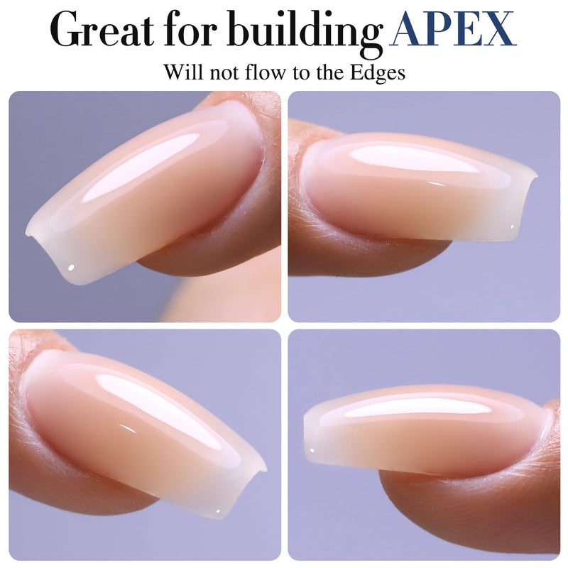 Double Rhythm Clear Gel Nail Polish 15ml Nail Strengthener Builder in a Bottle Nail Extension Hard Gel Soak Off Long Lasting UV Gel (Pastel Nude 8 in 1-8) - Image 5