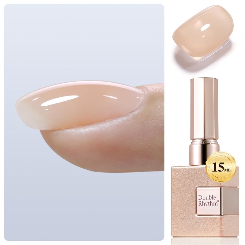 Double Rhythm Clear Gel Nail Polish 15ml Nail Strengthener Builder in a Bottle Nail Extension Hard Gel Soak Off Long Lasting UV Gel (Pastel Nude 8 in 1-8) - Image 1
