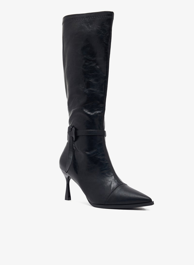 ELLA Pointed Toe Stiletto Heel Knee Boots - Image 2