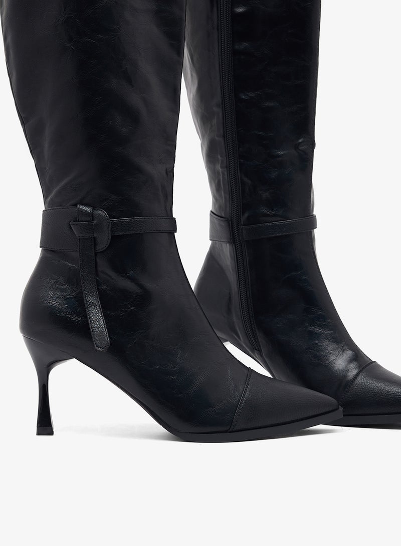 ELLA Pointed Toe Stiletto Heel Knee Boots - Image 4