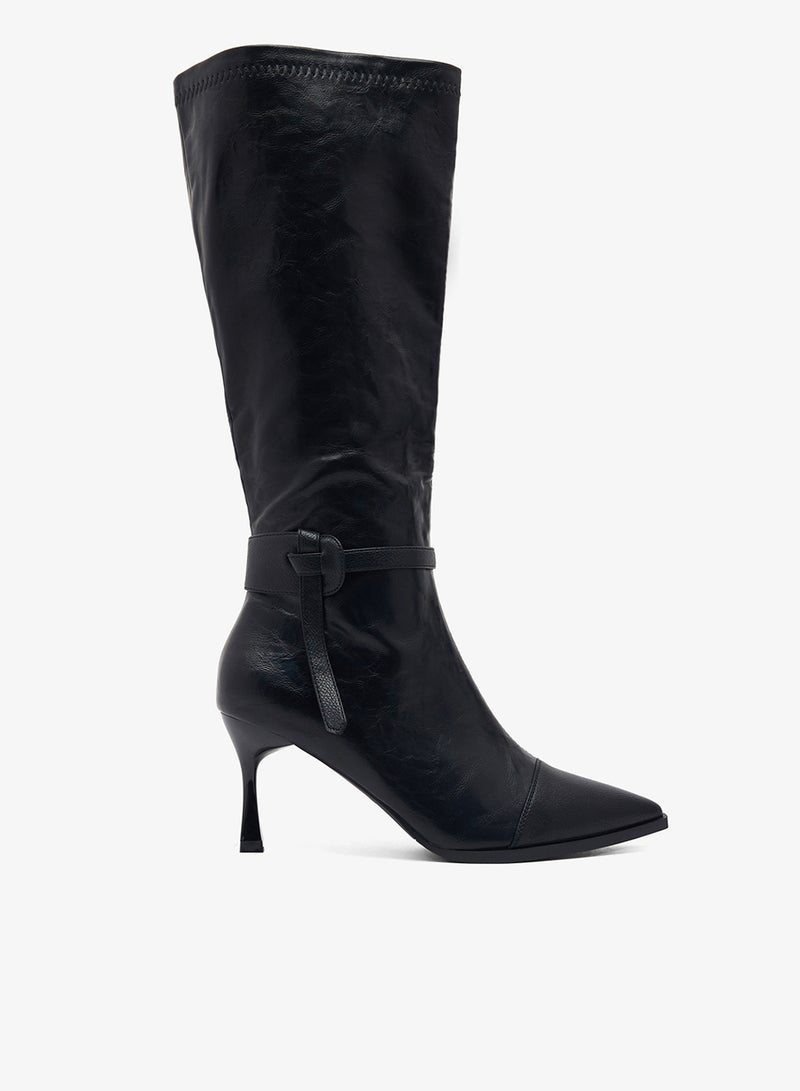 ELLA Pointed Toe Stiletto Heel Knee Boots - Image 1