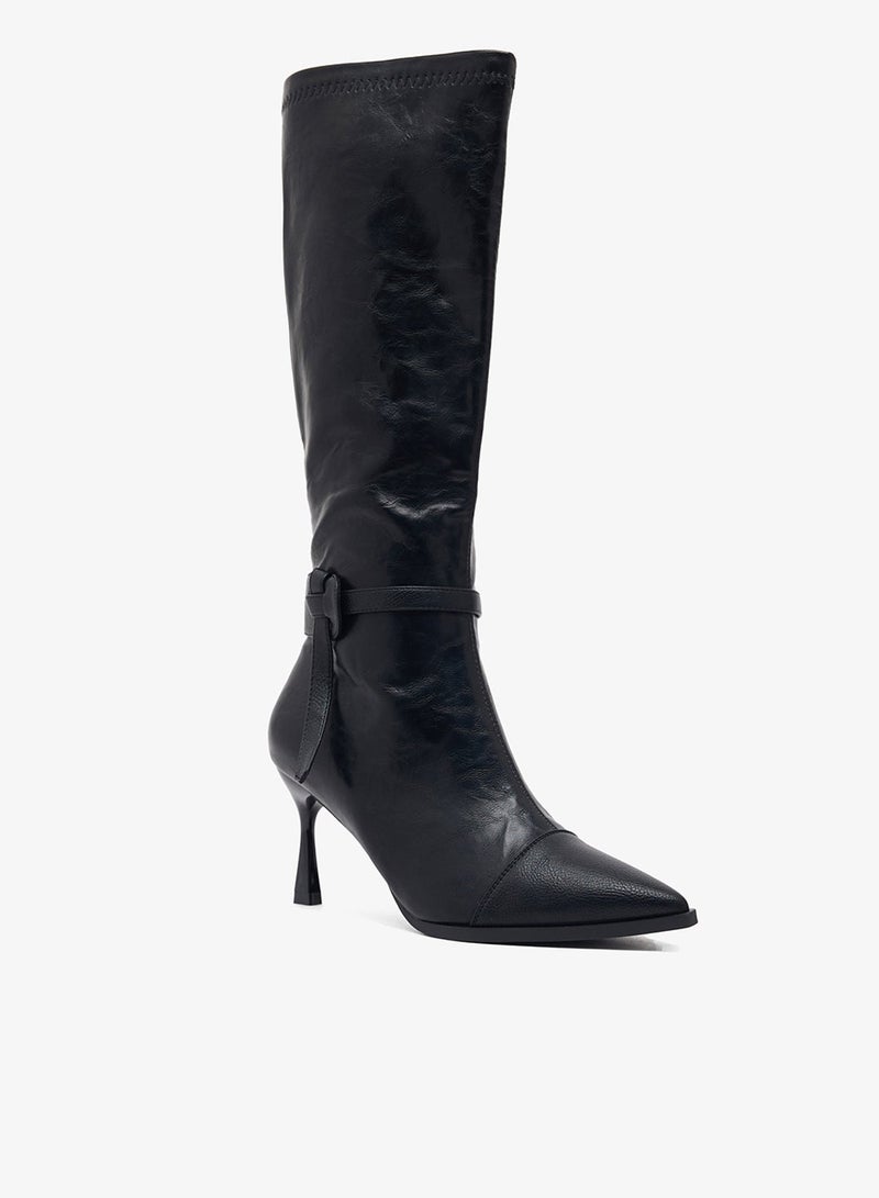 ELLA Pointed Toe Stiletto Heel Knee Boots - Image 3