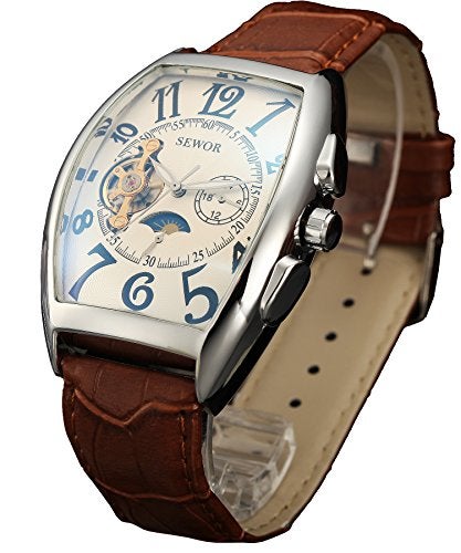 SEWOR Mens Automatic Business Dress Tonneau Moon Phase Wrist Watch Mechanical Self Wind - Image 1