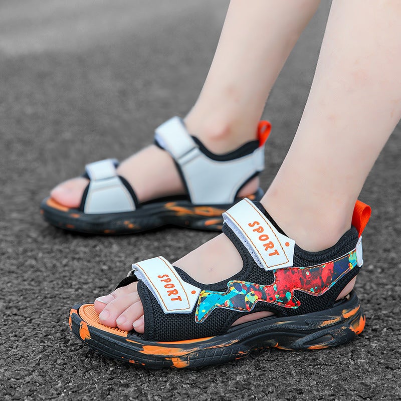 2024 Explosions Boys Sandals Velcro Casual Boys Breathable Hollow Out Non-Slip Sandals For Large Children - Image 4