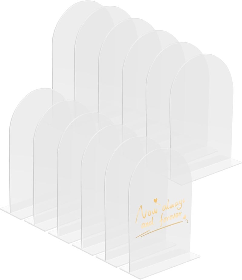 SOVQUEST 9 Pack Acrylic Wedding Signs 5 x 7 Inch DIY Blank Table Number with Base Frosted Arch Shape Menu Board for Party Anniversary Event Restaurant Cafe Decoration（Frosted） - Image 3