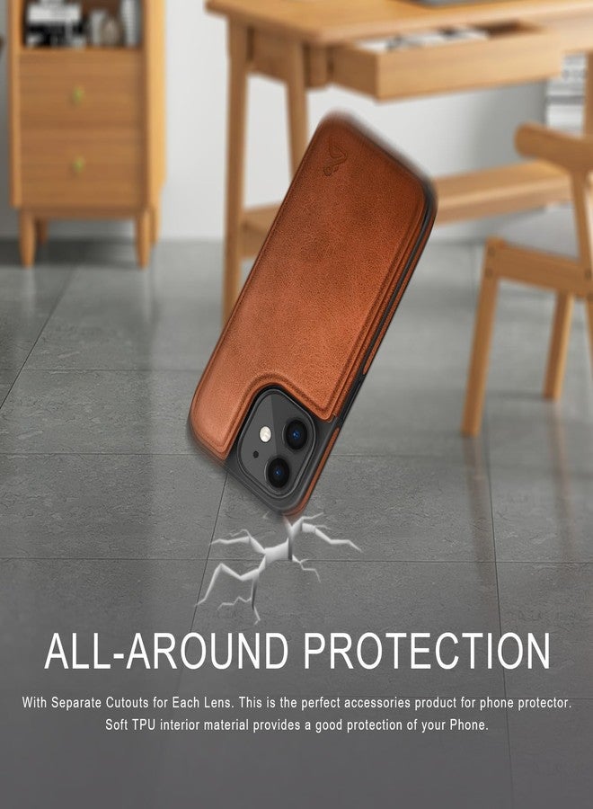 DJDUCK Designed for iPhone 11 Case Wallet, Card Holder Case with [2 Screen Protectors][Magnetic Clasp Folio Cover][RFID Blocking Leather] Shockproof Women Men Cases 6.1" for Apple 11 Light Brown - Image 5