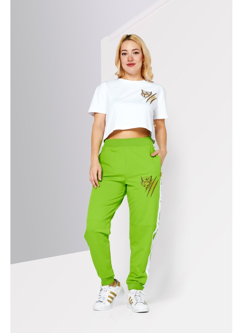 PHILIPP PLEIN Plein Sport Women Sportswear Fit Training Sweatpants, Lime - Image 5