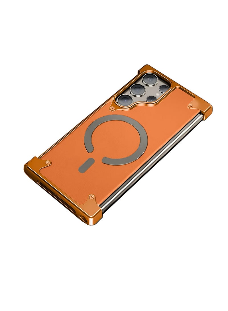 دبليو تيك سامسونج جالكسي S26 ألترا 5G 2026 غطاء فخم من الألمنيوم معدني بتصميم بدون إطار مع ماجسيف، غطاء حالة مغناطيسي (MCMPMN) - برتقالي - Image 4
