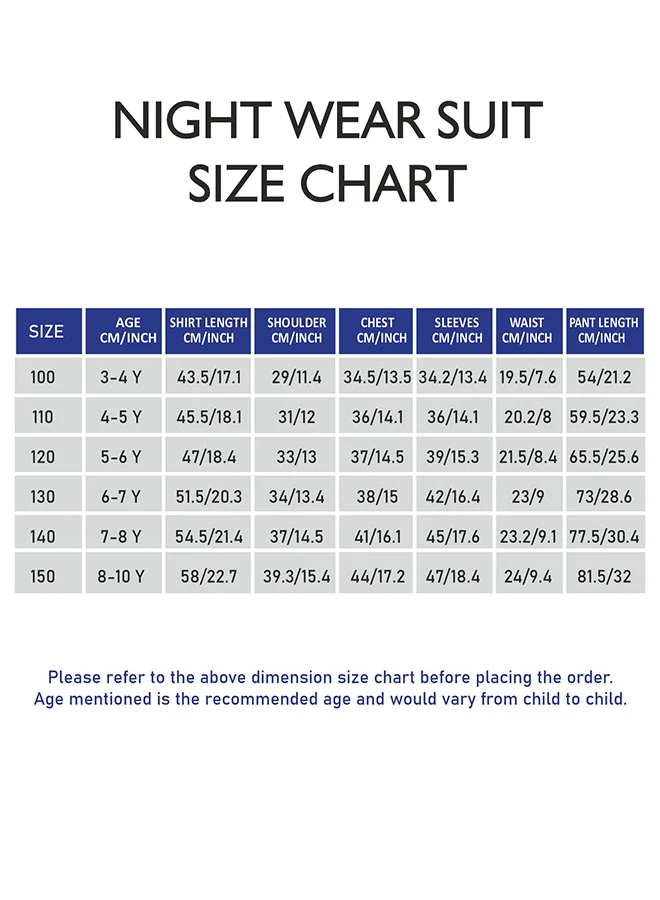 LITTLE SURPRISE BOX Little Surprise Box, Blue & White checkered Space  soft Cotton Kids Nightsuit-3-4 Y