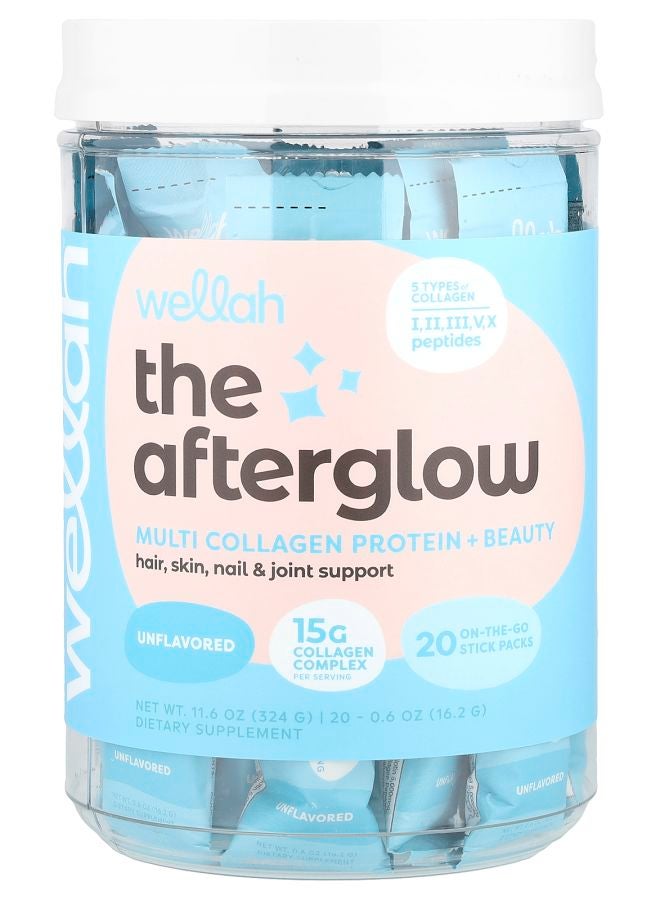 The Afterglow Multi Collagen Protein + Beauty Unflavored 20 Stick Packs 0.6 oz (16.2 g) Each