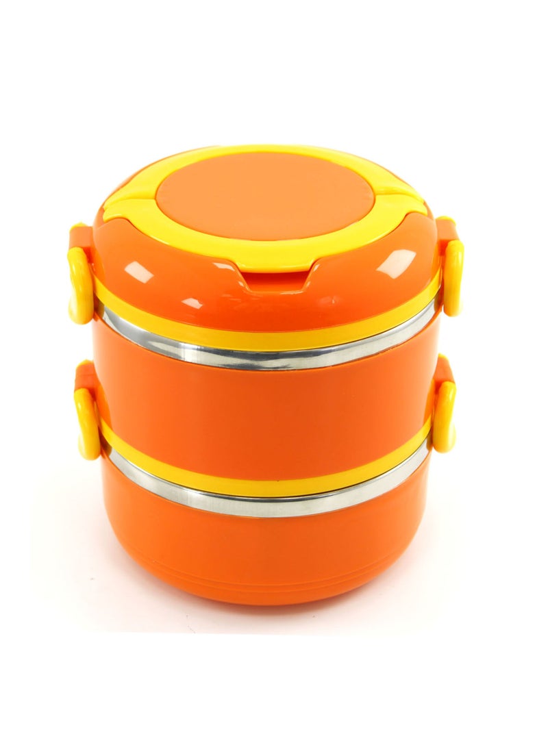 Bento Box Lunch Box 2 Layer Leak Proof Dishware Safe BPA Free Stainless Steel Lunch Box For Kids and Adults - Orange  - Image 1