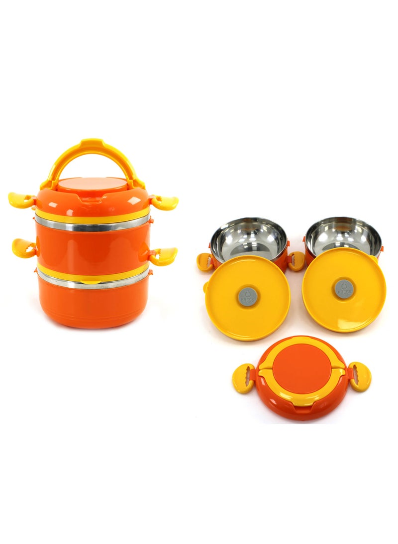Bento Box Lunch Box 2 Layer Leak Proof Dishware Safe BPA Free Stainless Steel Lunch Box For Kids and Adults - Orange  - Image 3