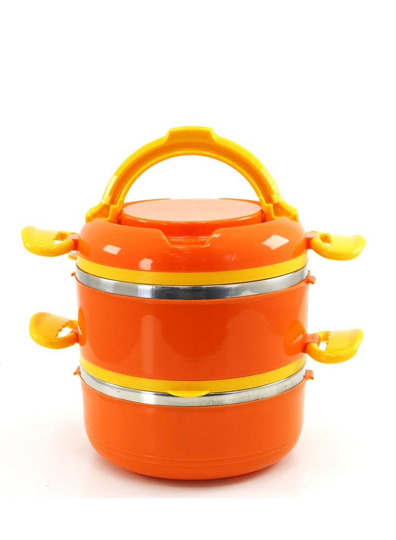 Bento Box Lunch Box 2 Layer Leak Proof Dishware Safe BPA Free Stainless Steel Lunch Box For Kids and Adults - Orange  - Image 2