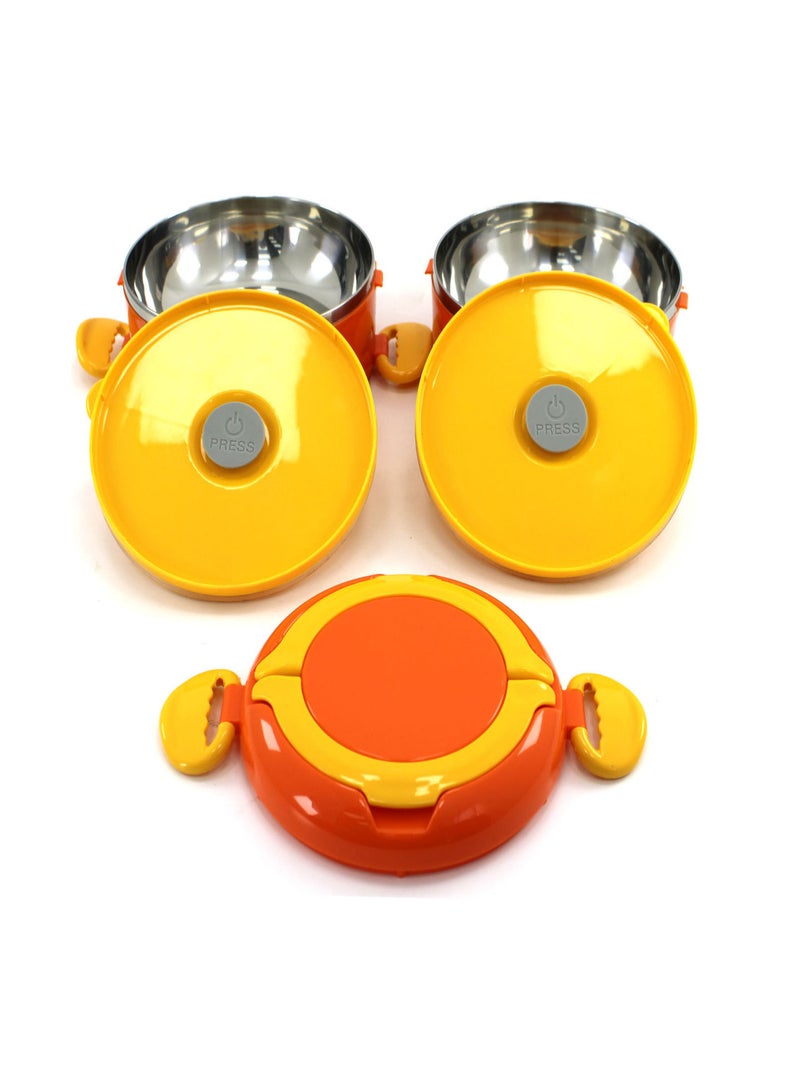 Bento Box Lunch Box 2 Layer Leak Proof Dishware Safe BPA Free Stainless Steel Lunch Box For Kids and Adults - Orange  - Image 4
