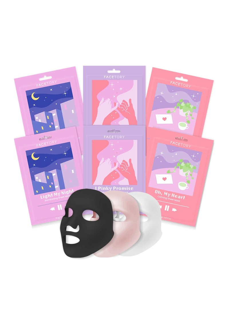 FACETORY FACETORY Acne Sheet Mask Collection Pack of 6 Soothing Rejuvenating Illuminating Sheet Mask for Blemishes Oily Skin Types Pimples 