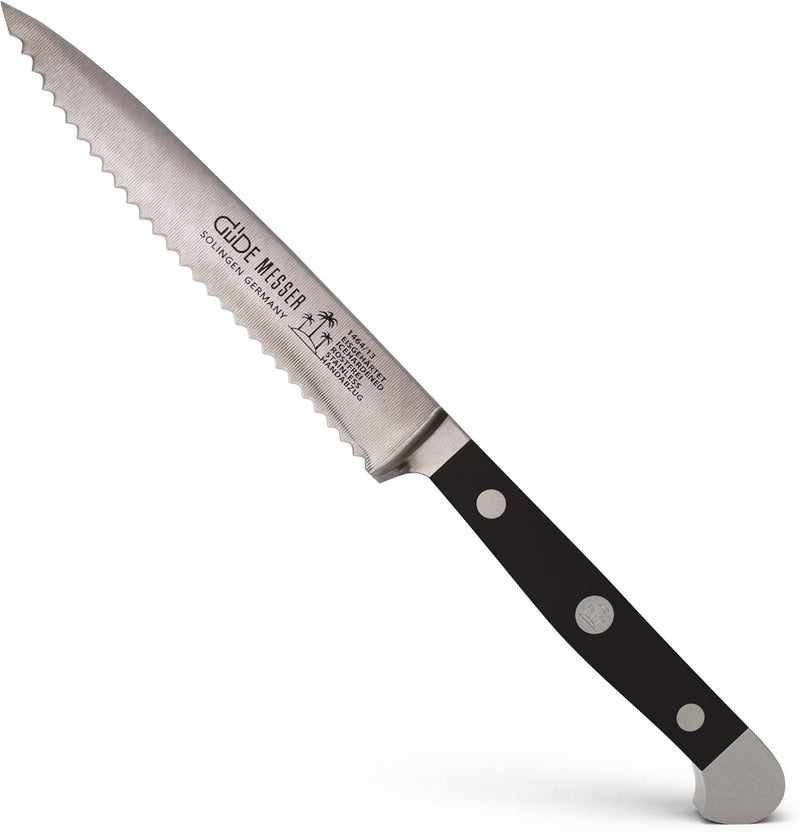 Güde Alpha Series Hand Forged/Sharpened Tomato Knife Knife With Black Hostaform Handle 5-In, Made in Solingen, Germany Since 1910 - Image 1