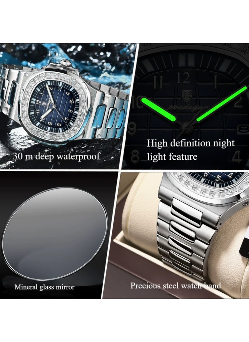 POEDAGAR Man Watch Waterproof Luminous Men's Watch Quartz- 38mm  - Image 4