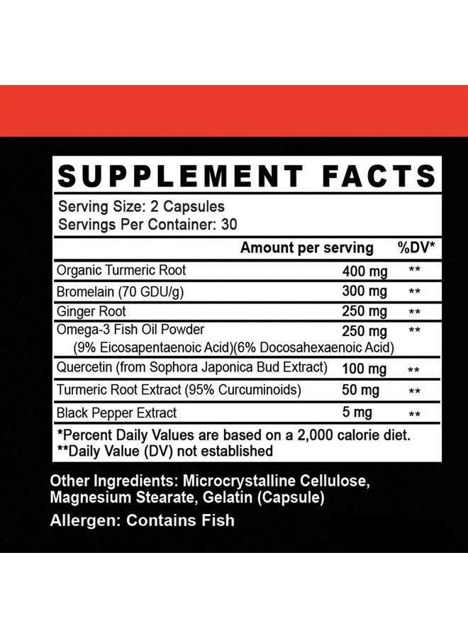 Angry Supplements ماكس الكركم والكركمين والزنجبيل، 95% كركمينويد مع الفلفل الأسود، تقليل الالتهاب ودعم المفاصل، مضاد للأكسدة، 1355 ملغ مزيج من مكونات غير معدلة وراثيًا (زجاجتين) - Image 5