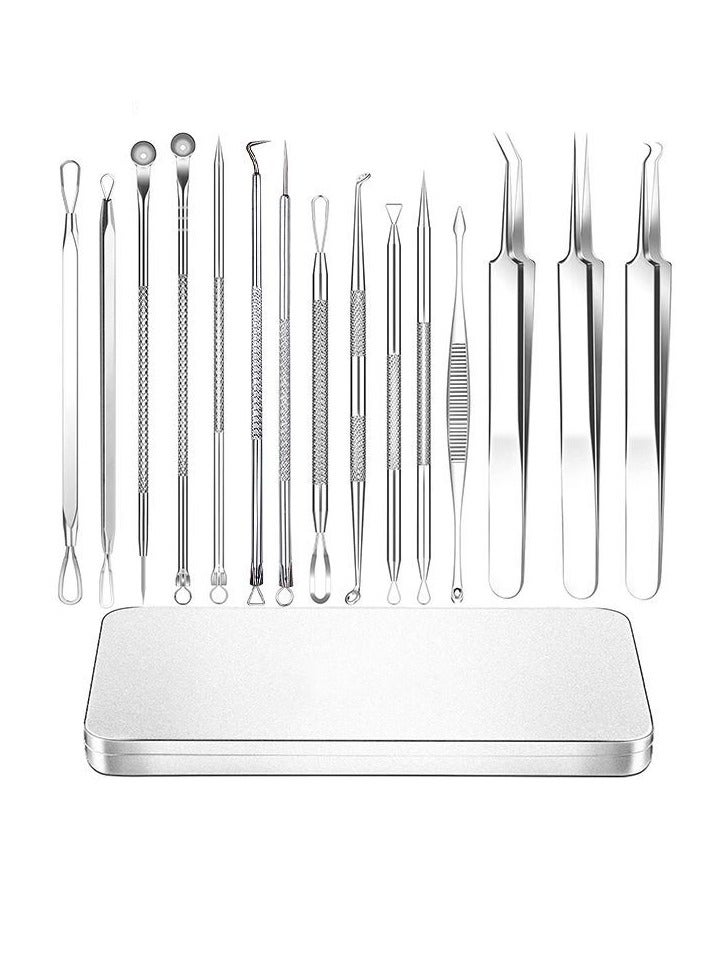 Generic Blackhead Removal Tool, 15 PCS Acne Tool Kit, Used for Acne Blackhead Tools, Advanced Professional Stainless Steel Acne Removal Tool with Metal Box  - Image 1