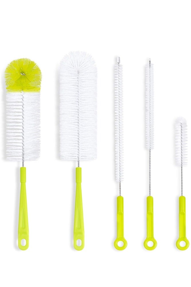 BELLSBERRY طقم تنظيف زجاجات وشفاطات مكون من 5 قطع – مجموعة فرش متعددة مع مقابض مريحة للاستخدام السهل - Image 1