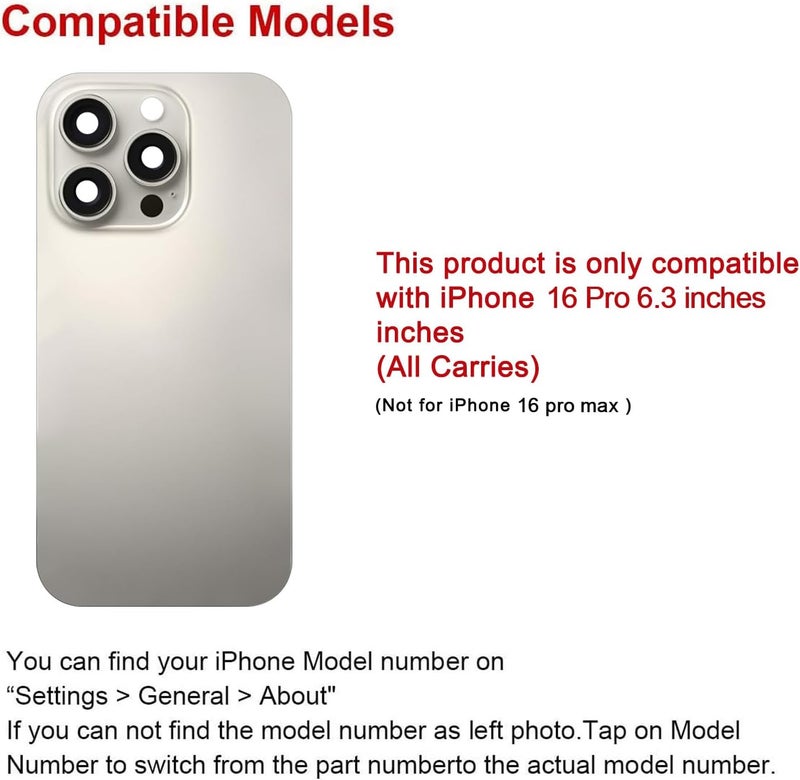 Perzework Rear Back Glass Replacement for iPhone 16 Pro 6.3-inches + Pre-Installed Plate and Camera Frame and Lens + Reparing Tool Kit (Natural Titanium) - Image 2