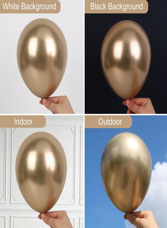 RUBFAC Chrome Gold Balloons 129pcs Different Sizes Pack of 18 12 10 5 Inch, Latex Metallic Gold Balloon Garland Arch Kit for Graduation Wedding Happy Birthday Party Decoration - Image 3