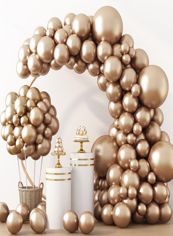RUBFAC Chrome Gold Balloons 129pcs Different Sizes Pack of 18 12 10 5 Inch, Latex Metallic Gold Balloon Garland Arch Kit for Graduation Wedding Happy Birthday Party Decoration - Image 1