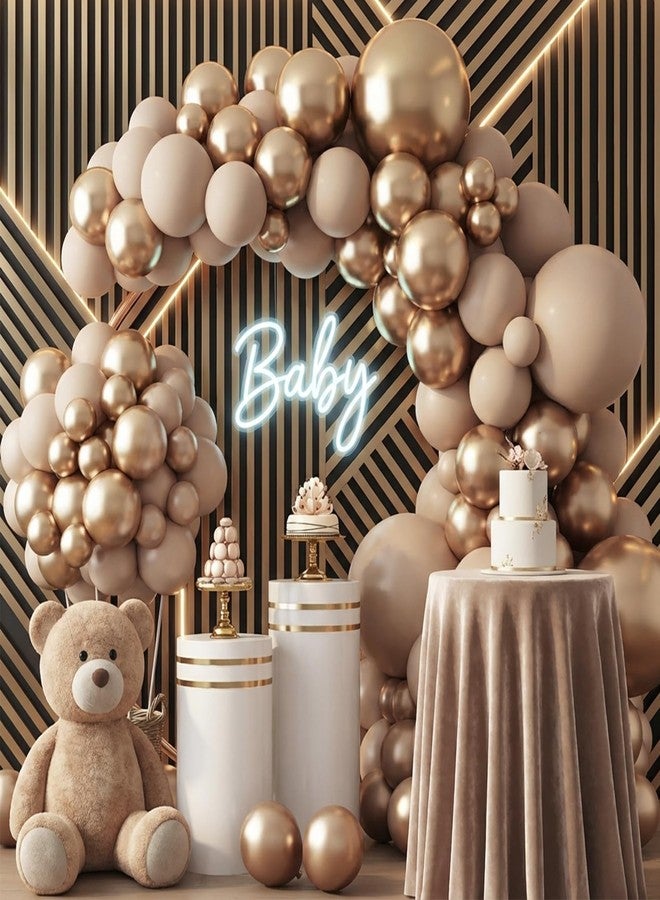 RUBFAC Chrome Gold Balloons 129pcs Different Sizes Pack of 18 12 10 5 Inch, Latex Metallic Gold Balloon Garland Arch Kit for Graduation Wedding Happy Birthday Party Decoration - Image 5