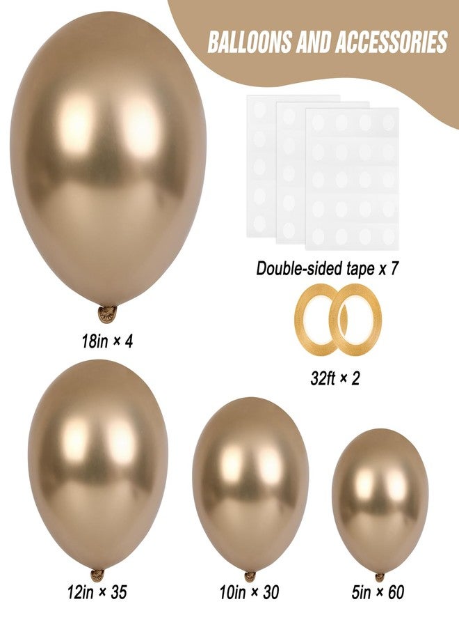 RUBFAC Chrome Gold Balloons 129pcs Different Sizes Pack of 18 12 10 5 Inch, Latex Metallic Gold Balloon Garland Arch Kit for Graduation Wedding Happy Birthday Party Decoration - Image 2