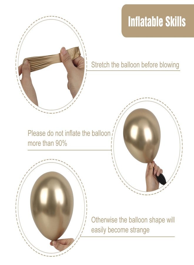 RUBFAC Chrome Gold Balloons 129pcs Different Sizes Pack of 18 12 10 5 Inch, Latex Metallic Gold Balloon Garland Arch Kit for Graduation Wedding Happy Birthday Party Decoration - Image 4