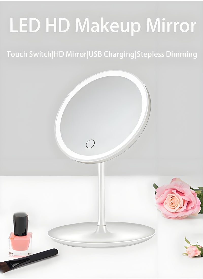 Generic - LED Makeup Mirror, Mirror Stand - Adjustable Three-Light Desktop Mirror for Unisex Use - Image 1