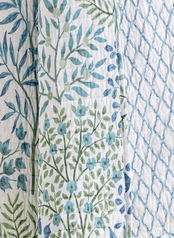 Levtex Home - English Forest Green - Throw - Leaves - Green, Blue, White - Quilt (50x60in.) and Sham 50x60in. - Cotton - Image 5