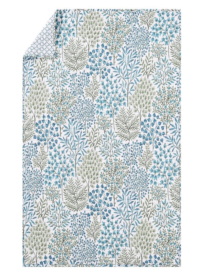 Levtex Home - English Forest Green - Throw - Leaves - Green, Blue, White - Quilt (50x60in.) and Sham 50x60in. - Cotton - Image 4
