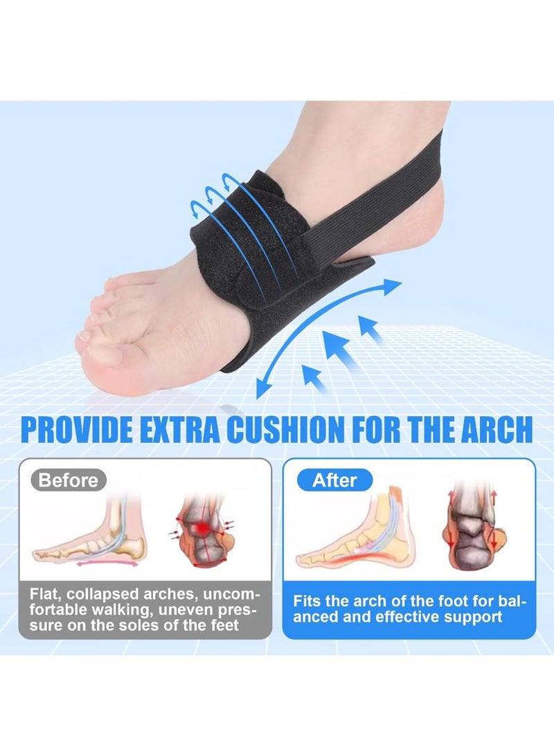 KHAJUL Arch Support Inserts for Women Men, Adjustable Foot Arch Support Braces, Flat Foot Corrector for Plantar Fasciitis Relief, 1Pair Black - Image 2