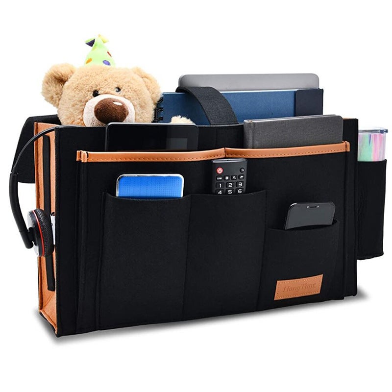 Felt Bedside Storage Bag With Double Cup Holder, In-Stock Home Storage Hanging Bag For Miscellaneous Items, Three-Dimensional Bedside Organizer - Image 3