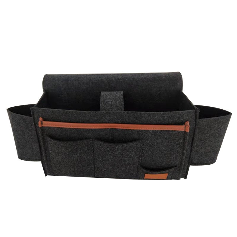 Felt Bedside Storage Bag With Double Cup Holder, In-Stock Home Storage Hanging Bag For Miscellaneous Items, Three-Dimensional Bedside Organizer - Image 1
