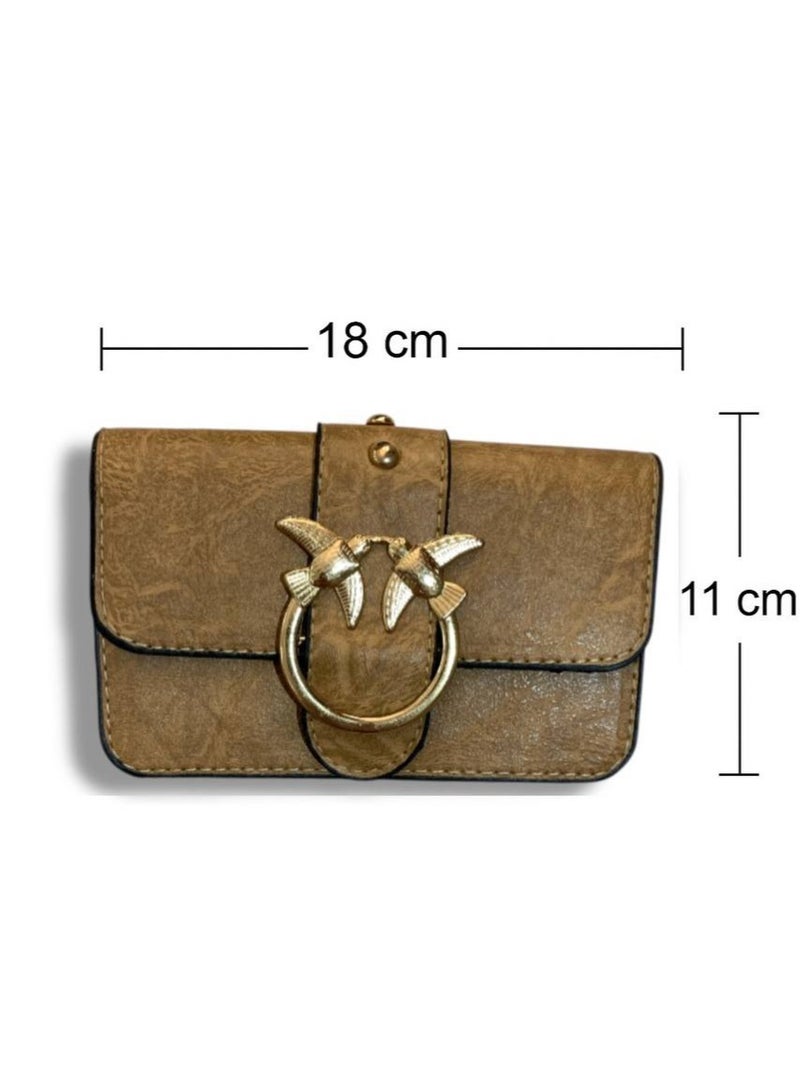 Mini women’s caffe Crossbody Bag with Elegant Design and Metallic Chain  - Image 2