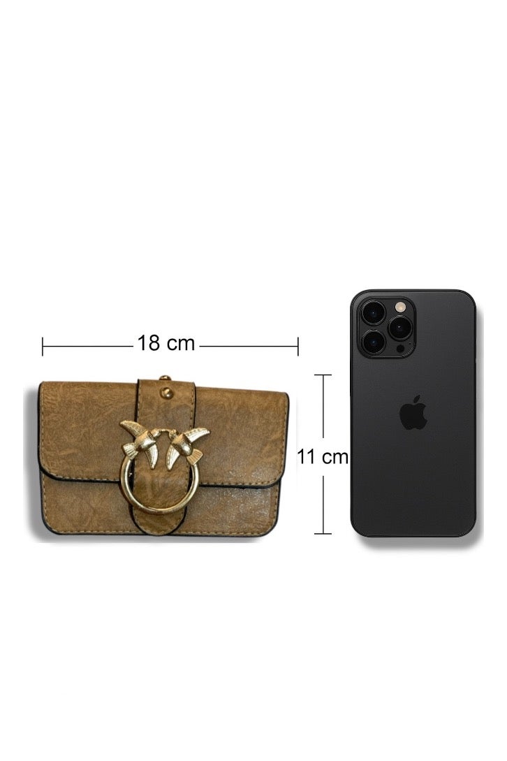 Mini women’s caffe Crossbody Bag with Elegant Design and Metallic Chain - Image 4